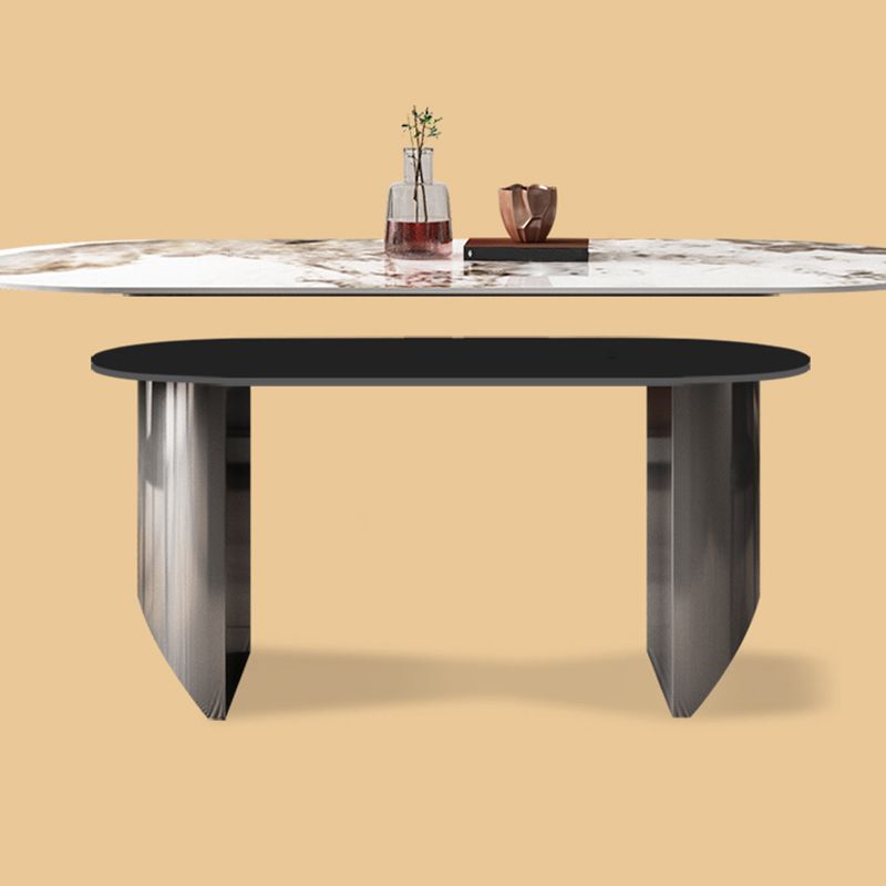 Simplicity Kitchen Table Sintered Stone Double Pedestal Dining Table