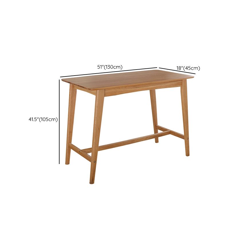 Modern Style Rectangle Bar Table Brown Solid Wood Bar Dining Table with Footrest