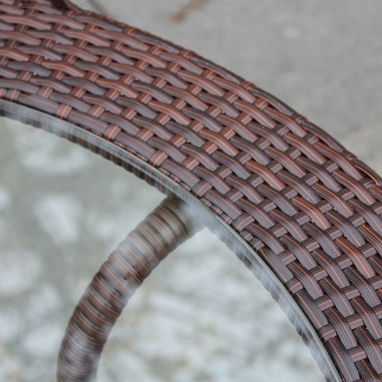 Modern Tempered Glass Outdoor Table Set 1/4/5 Pieces Dining Table with Rat Base