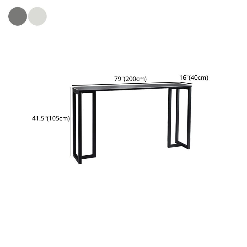 Stone Bar Table Modern Rectangle Bar Table with Double Pedestal Base for Kitchen