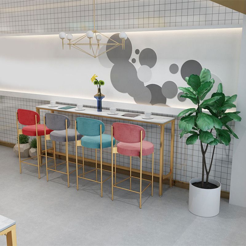 Modern Bar Height Table White Faux Marble Top Bistro Bar Table with Gold Base