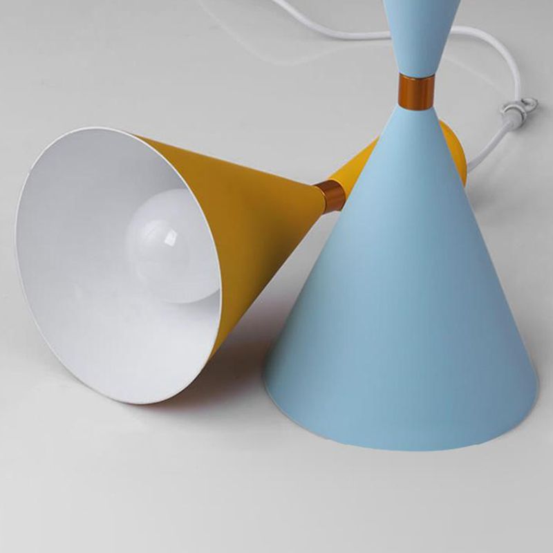 Macaron Style Hanging Light Fixture 1-Light Pendant Lamp with Metal Shade for Bedroom