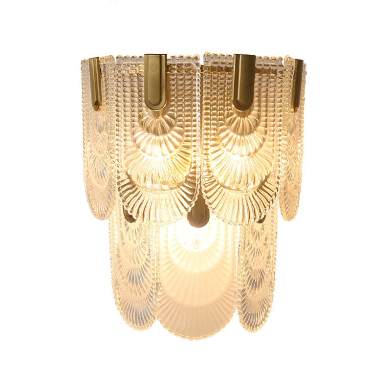 Glass Unique Shape Sconce Light Modern-Style 2 Lights Wall Light Fixtures in Gold