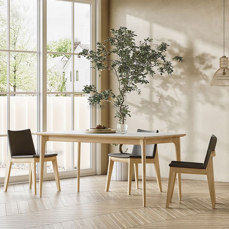 Industrial Parsons Chair Solid Wood Legs Upholstered Side Chair