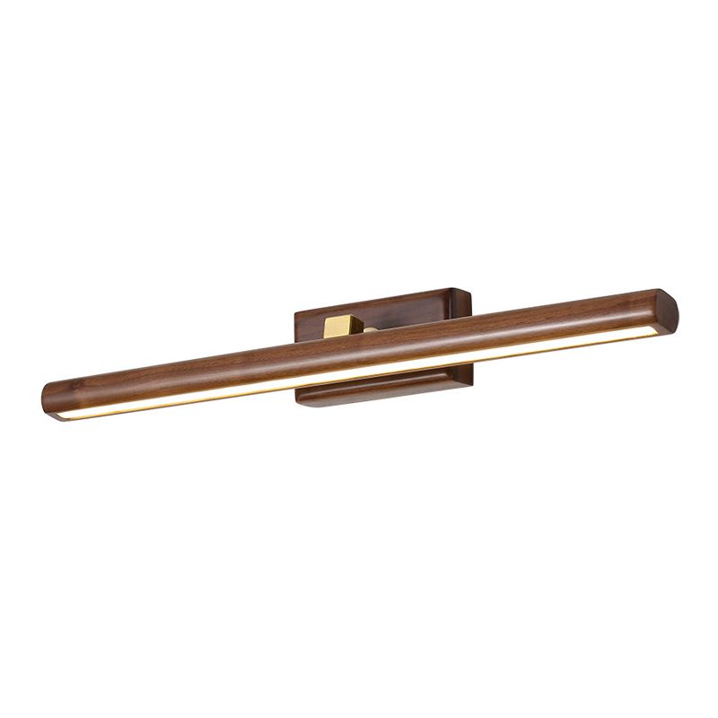 Wood Linear Shade Wall Sconce Modern 1-Light Mirror Wall Wall Lighting Fixtures in Brown