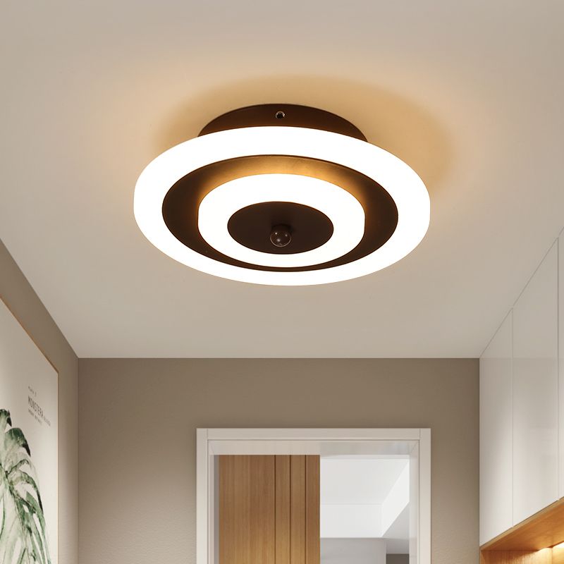 Lámpara de techo pequeña redonda/cuadrada estilo simple acrílico blanco/café LED empotrado en luz blanca/cálida para pasillo