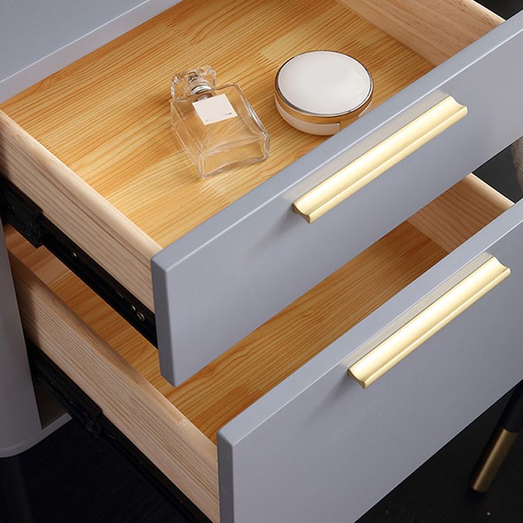 Modern Flip Single Wood Vanity with Padded Stool Lighted Mirror Vanity Desk
