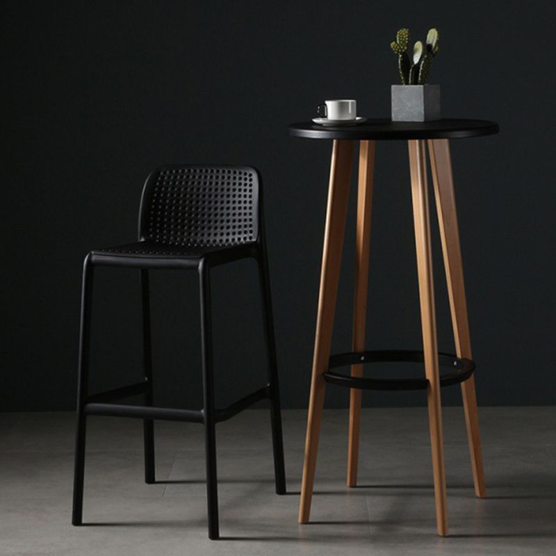 Scandinavian Plastic Barstool Plastic Counter Stool Rectangle Seat in Matte Finish