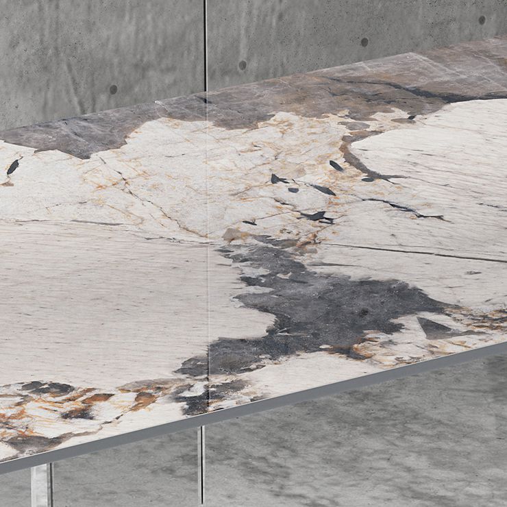 Simplicity Rectangle Dining Table Sintered Stone Top Transparency Acrylic Base Table