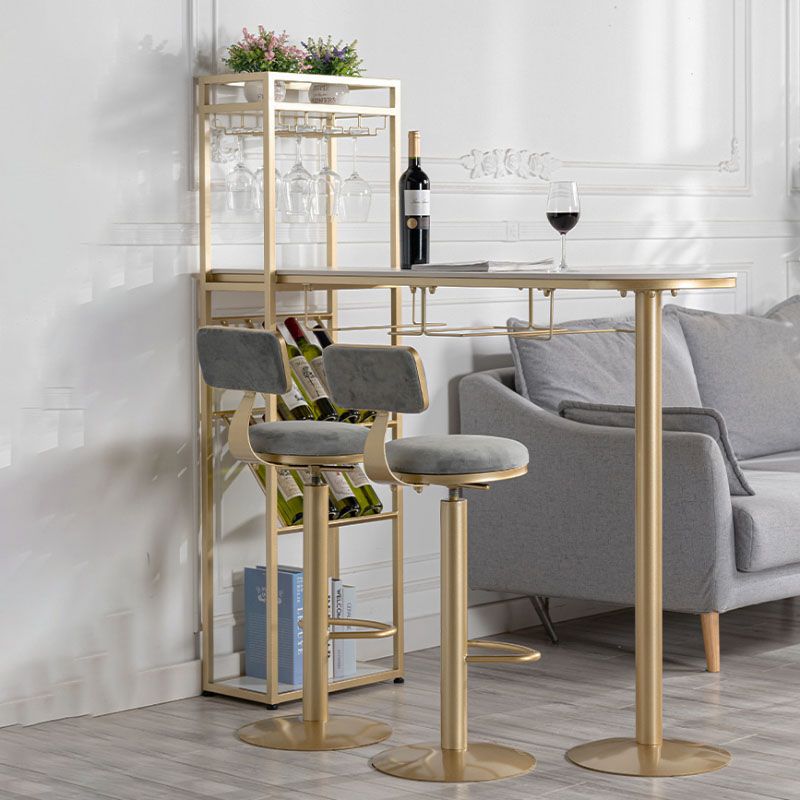 Modern Pub Table with Storage Base Specialty Stone Top Bar Table