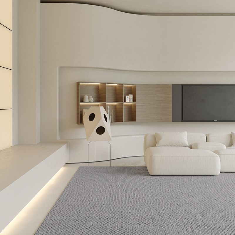 Grey Solid Color Area Rug Modern Polyester Area Carpet Easy Care Rug for Living Room