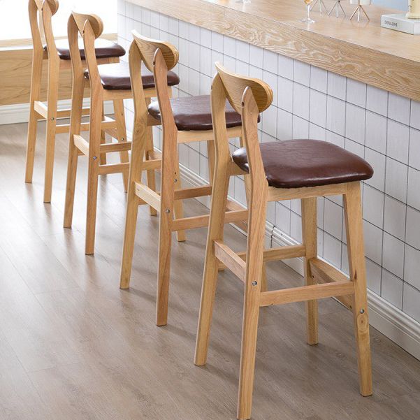 Scandinavian Footrest Solid Wood Bar Stool Low Back Home Stool