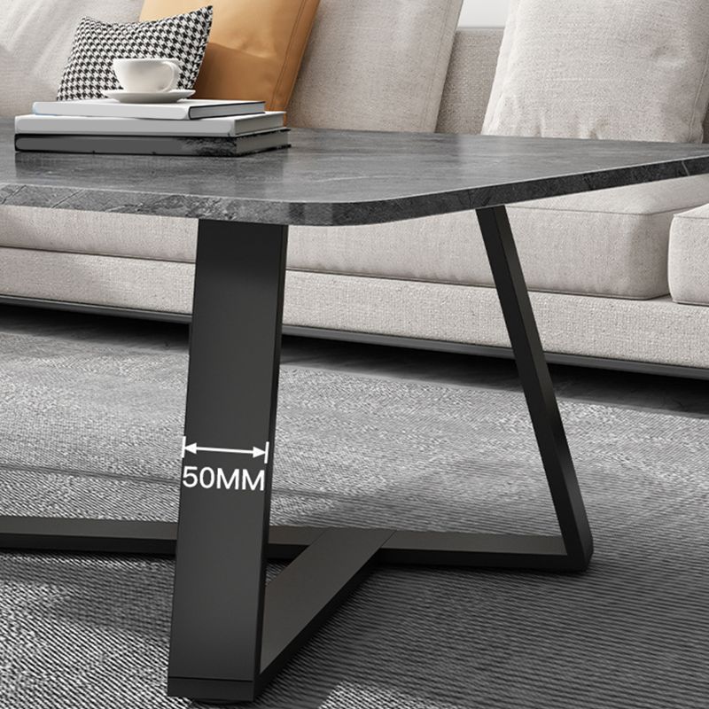 Glam Style Rectangular Slate Cocktail Table with Cross Legs Base Coffee Table