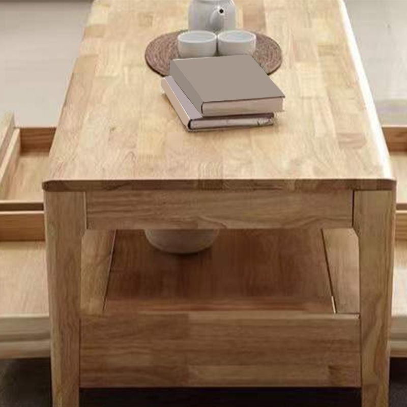 Nordic Style Square/rectangular 4 Legs Base Wooden Table with Storage Rack Coffee Table