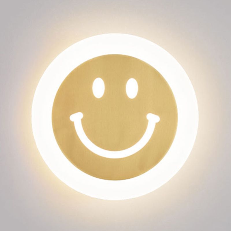 Metal Round Wall Lights Modern 1-Light Wall Light Fixture in Gold