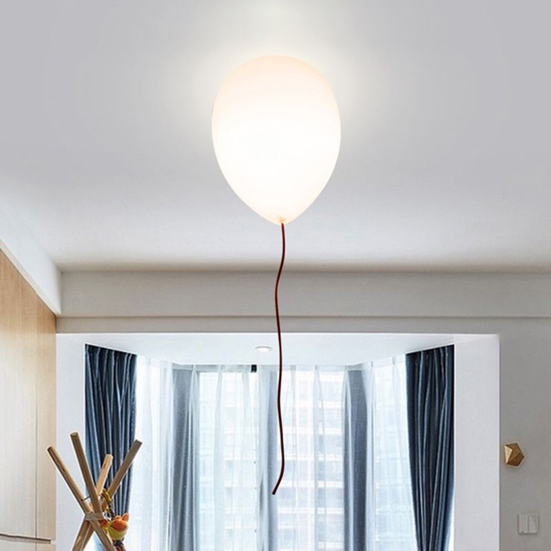 White Balloon Shade Flush Mount Light Contemporary 8"/10" W 1 Head Opal Glass Ceiling Mounted Fixture, Warm/White Light