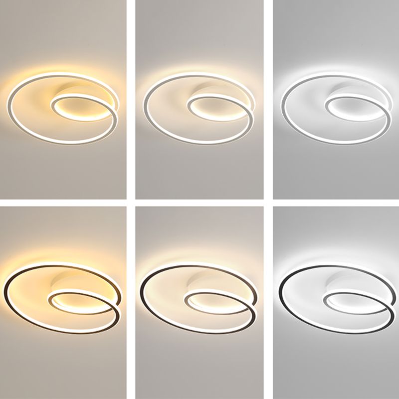 1-Light Ribbon Led Flush Mount Fixture Modern Style Metal Semi Mount Lighting