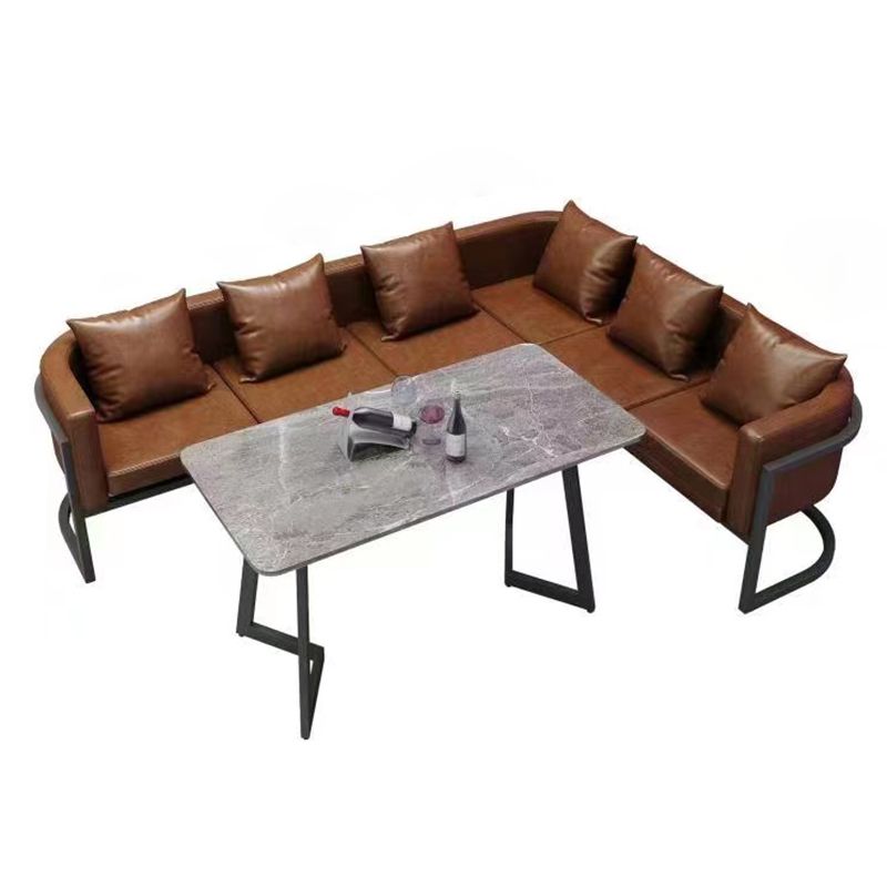 Industriële eettafel van gesinterde steen, keukentafel, grijze tafel met zwart frame voor eetkamer