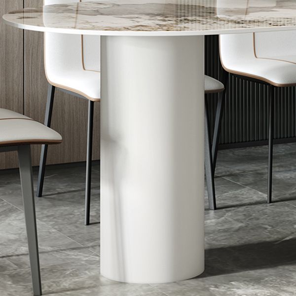 Stone Top Dining Table Traditional Luxury Dining Table with 3 Legs Base in White