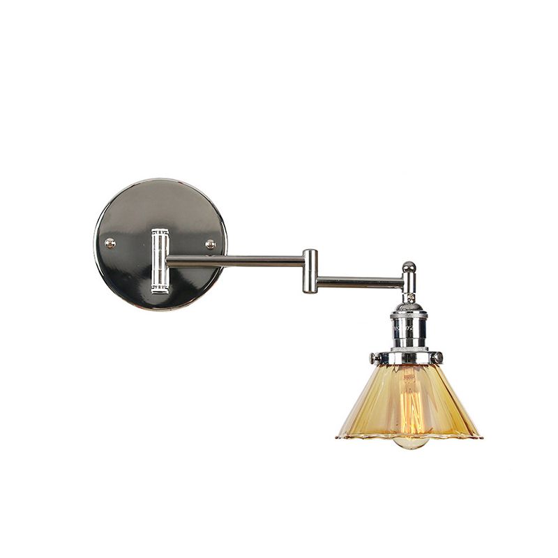 Adjustable Industrial Sconce Light Glass 1-Light Sconce Light Fixture