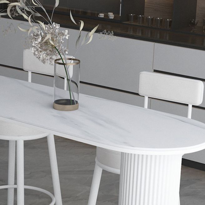 Glam Stone Pub Bar Table Indoor Iron Double Pedestal Bar Dining Table