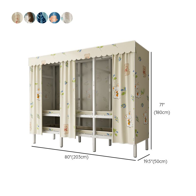 Modern Freestanding Metal Frame Wardrobe Foldable Wardrobe with Garment Rod