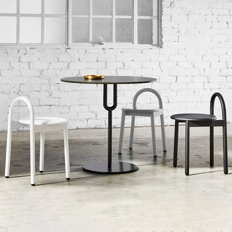 Industrial Circular Wood Top Barstool Metal 4 Legs Bar Stool for Living Room