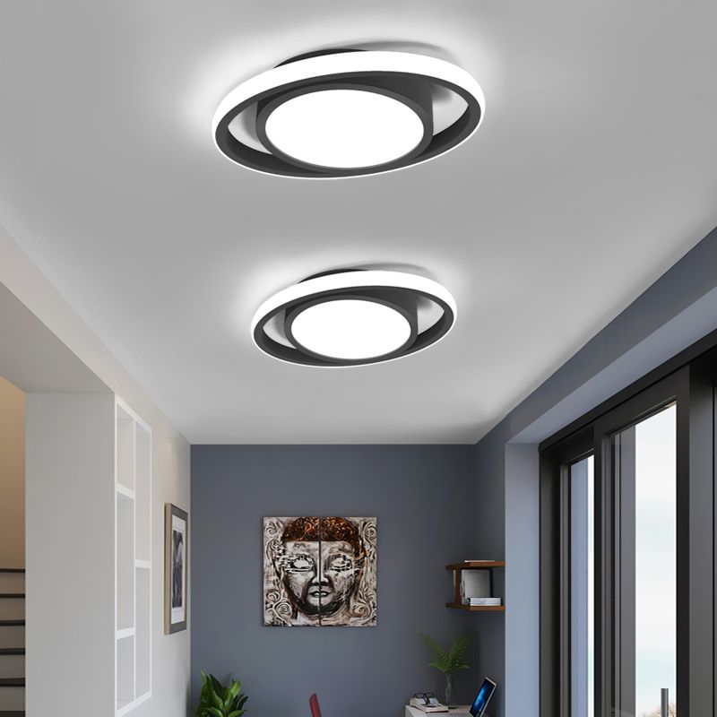 Plafonnier LED noir et blanc avec abat-jour en acrylique, plafonnier moderne