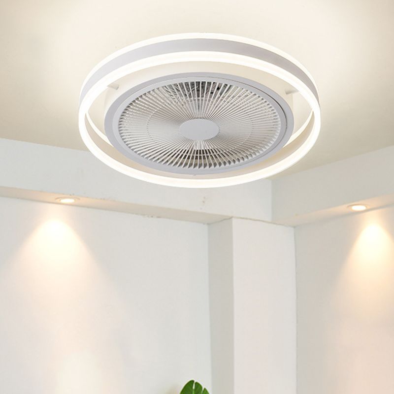 Runde Schlafzimmer halb Flush Mount Acrylminimalistische LED -Deckenlüftungslampe mit Fernbedienung