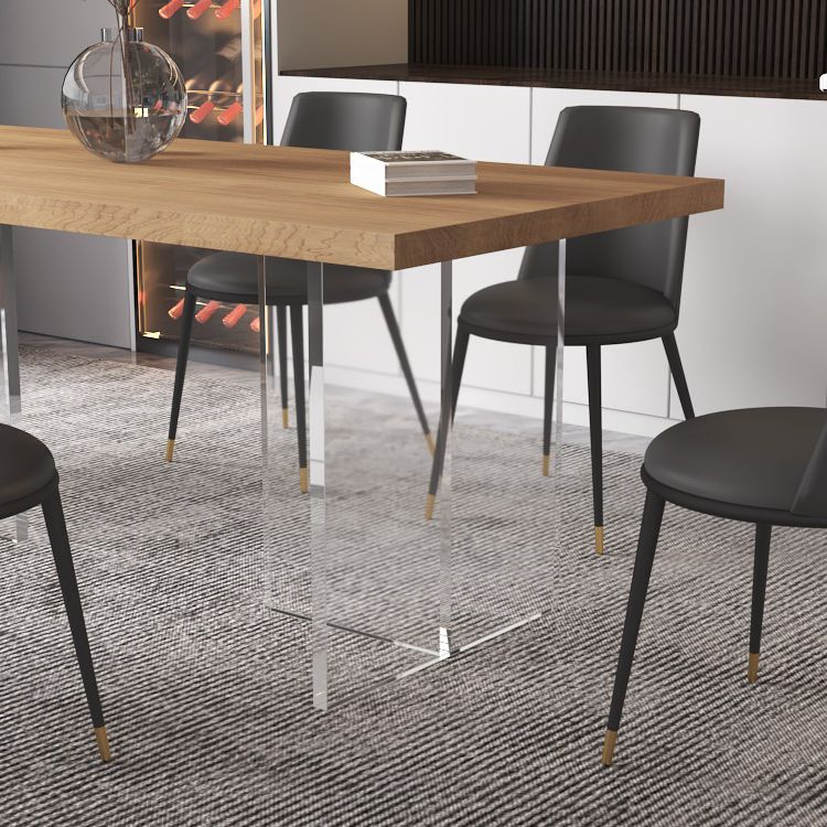 Modern Solid Wood Tabletop Dining Table for Small Space Acrylic Base