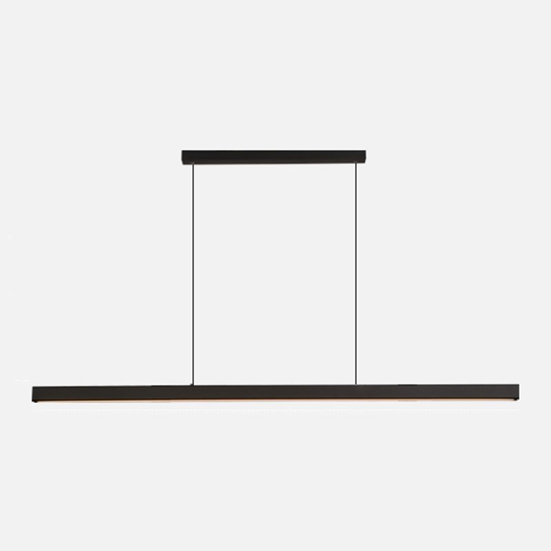 Black Metal Island Lighting Fixtures Modern 1-Light Linear Restaurant LED Suspension Lamp