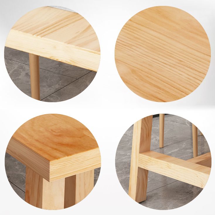 Rectangle Pine Solid Wood Table Modern Dining Table with Double Pedestal