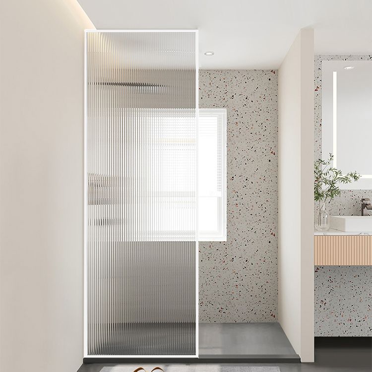 Fixed Shower Screen White Full Frame Tempered Glass Shower Door