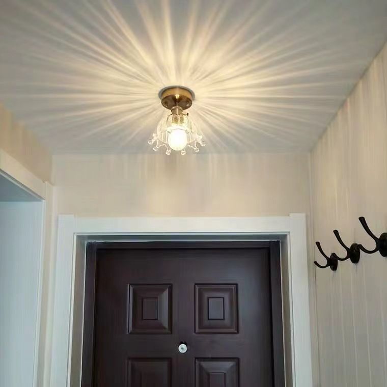 Plafonnier semi-encastré en bronze avec abat-jour en verre de style moderne pour chambre à coucher
