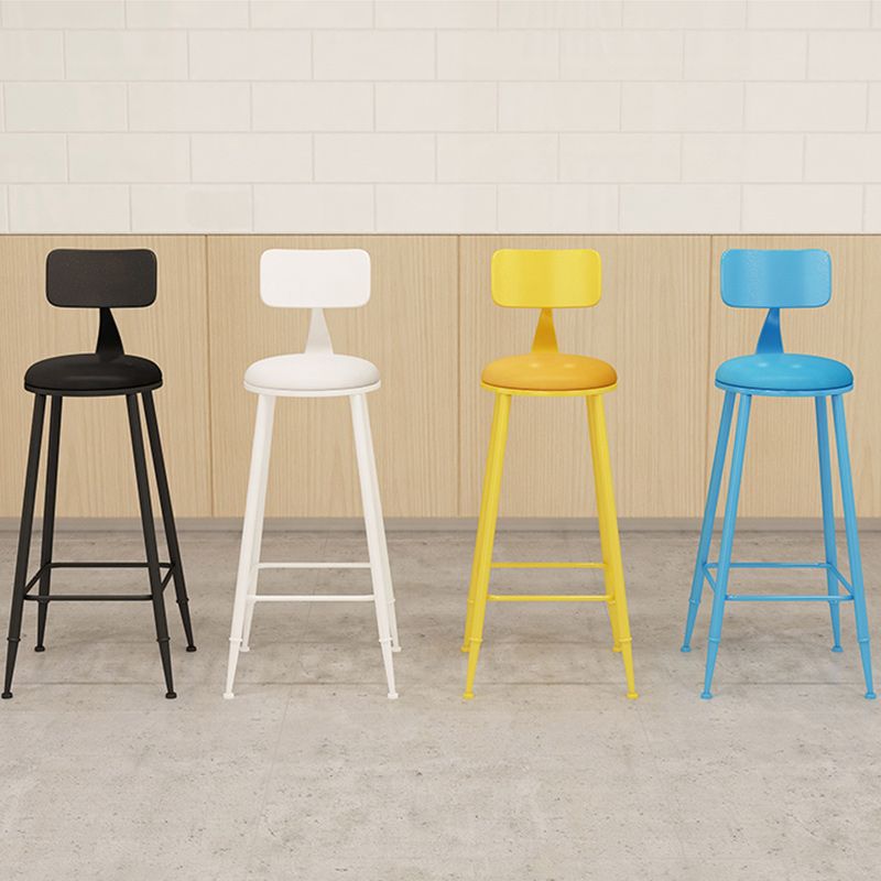 Industrial Dessert Shop Low Back Stool Matte Finish Upholstered Bar Stools