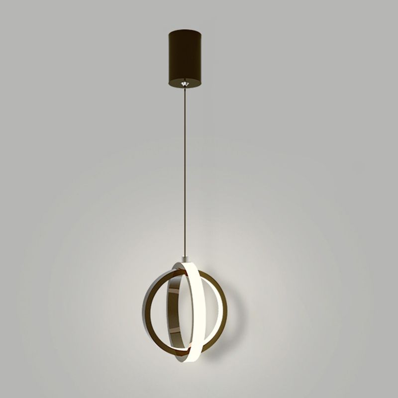 Black Simplicity Circle Hanging Light Kit Metal 1-Light Ceiling Light for Bedroom