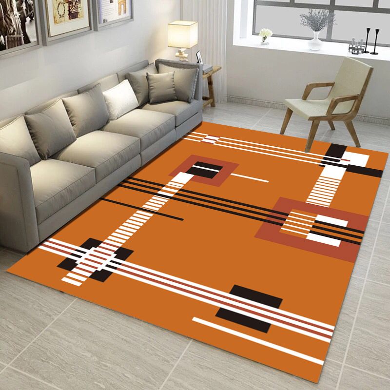 Multi Color Simple Style Rug Polypropylene Geometric Print Rug Washable Non-Slip Backing Pet Friendly Rug for Living Room