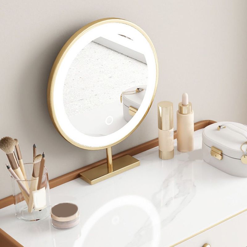 Glam Style Off-white Slate Countertop Wall Mounted with 1/2 Drawer Dresser