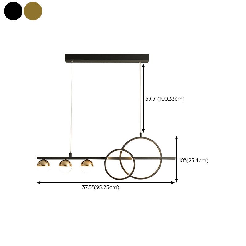 6-Light Golden/Black Ceiling Light LED Kitchen Island Lighting for Dining Table