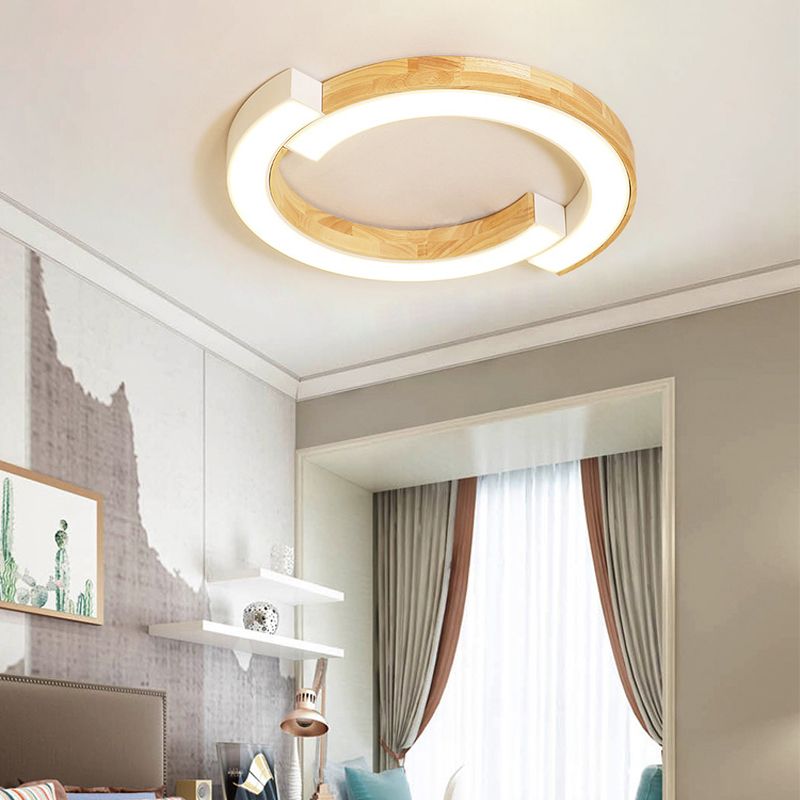 Luminaire de plafond encastré en bois, plafonnier LED moderne pour salle à manger