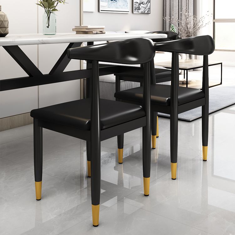 Silla lateral de comedor de estilo contemporáneo de metal con respaldo abierto interior que cena la silla lateral