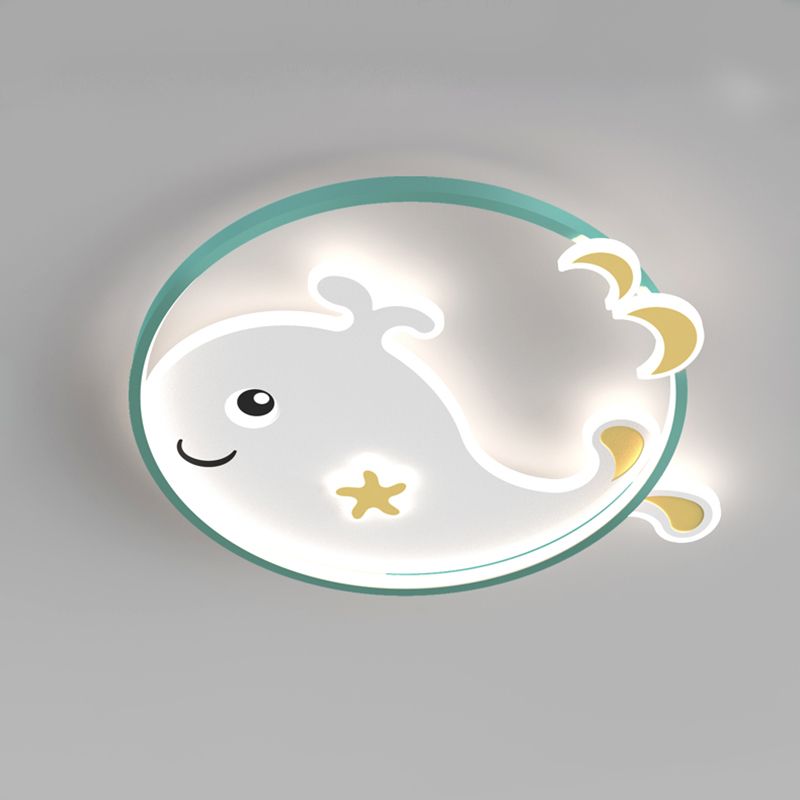 Whale Cartoon Ceiling Lamp Modern Creative Flush-mount Lamp for Kid's Room