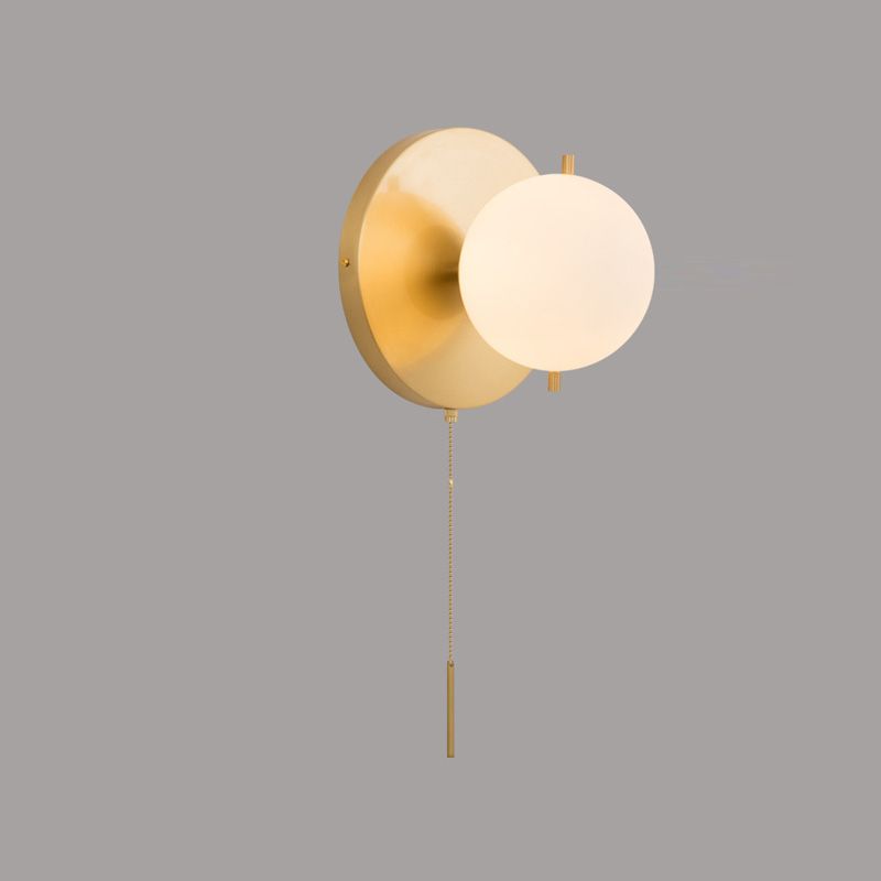 Nordic Wall Mount Light Modern Simple Round Glass Shade Wall Sconce Light for Living Room