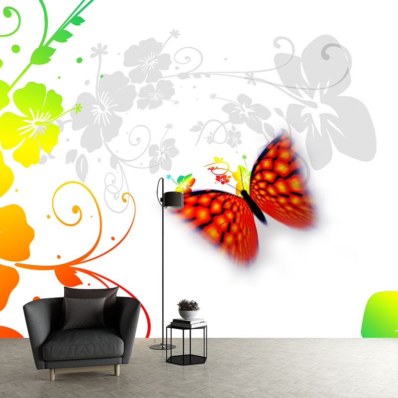 Butterfly Pattern Mildew Resistant Mural Illustration Sitting Room Wall Mural