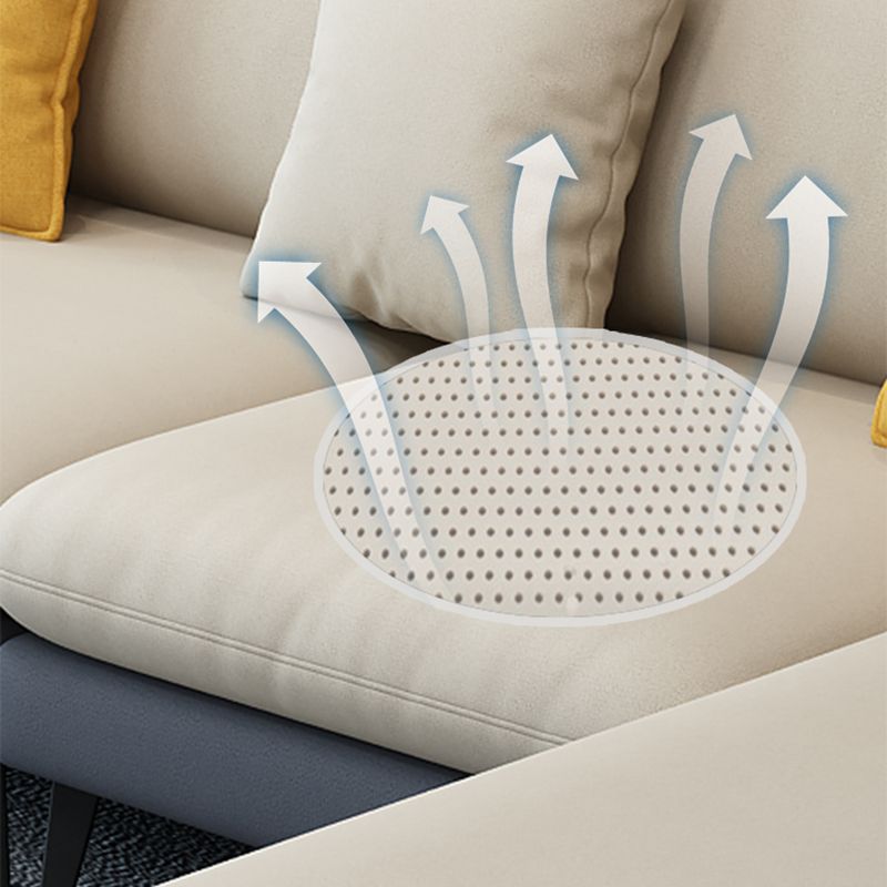 4-Seater L-Shape Sectional with Pillows Back and Slopped Arms