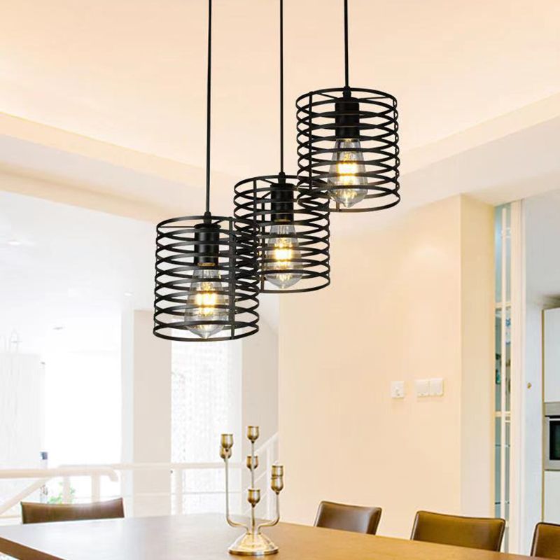 Simple Cage Hanging Island Light Industrial Hanging Lighting Fixture for Dining Room