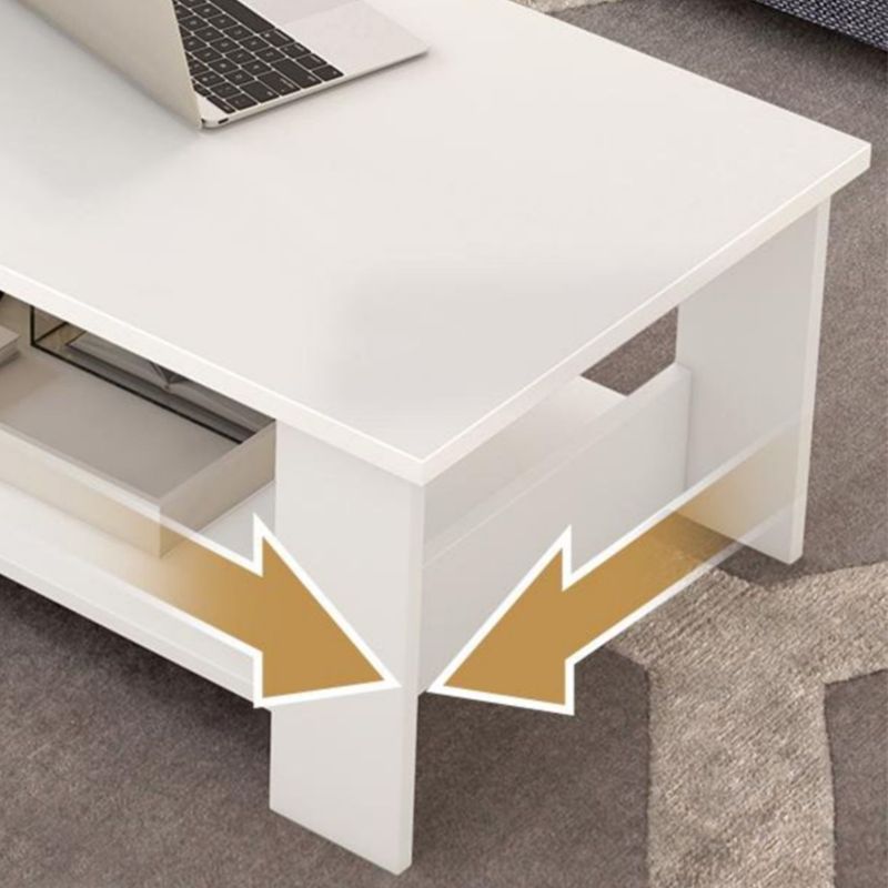 16.5"H Sled Base Square Wooden Top Coffee Table For Living Room