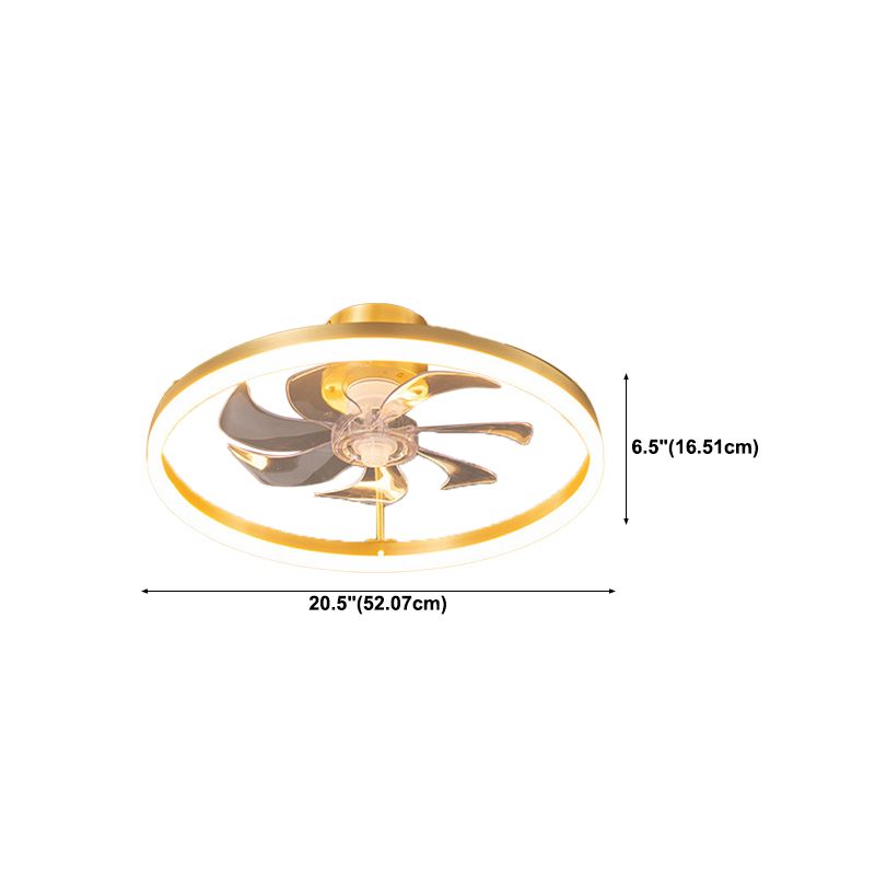 LED Deckenventilator mit Beleuchtung Rund Gold Modern Metall 7-Flügel