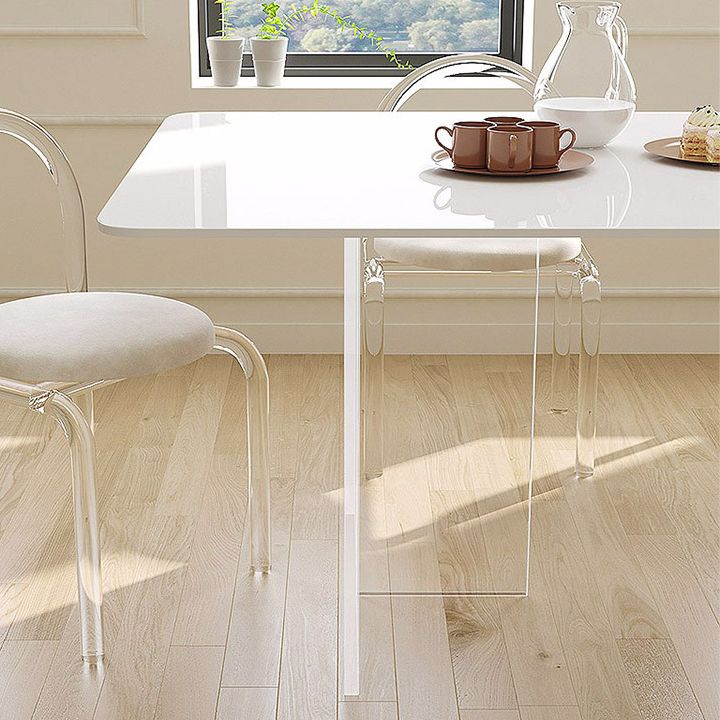 Simplicity Dinette Table Rectangle Stone Dinner Table in White
