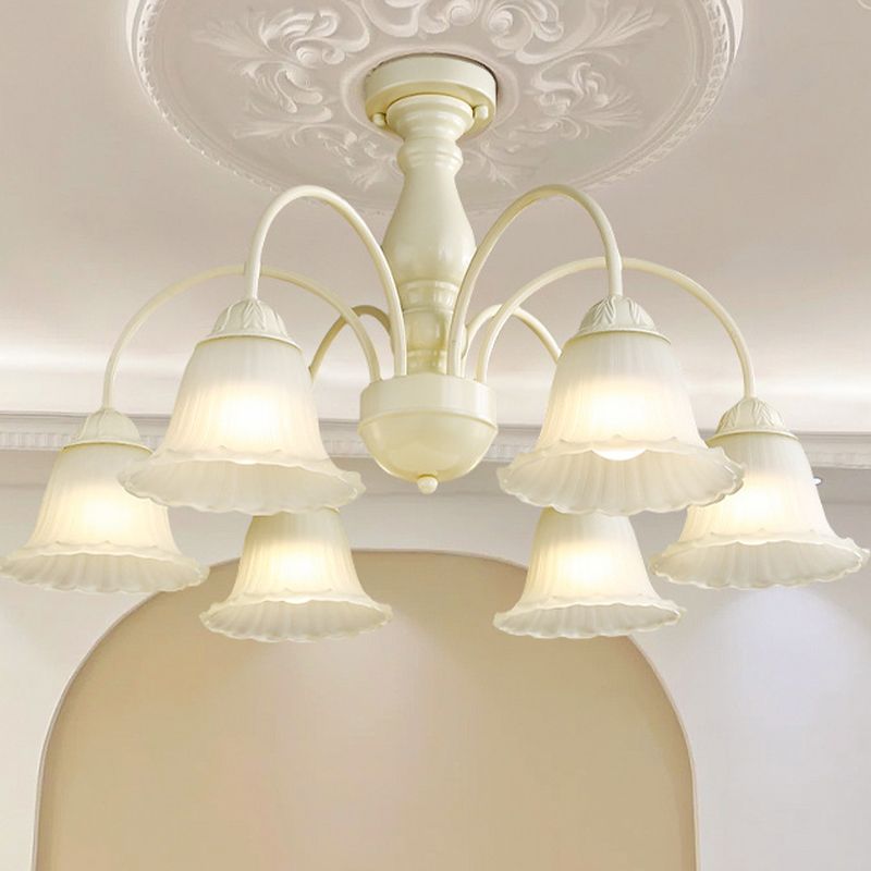 Modern Ceiling Lamp Metal Flush Mount Light Fixture with Glass Shade for Bedroom
